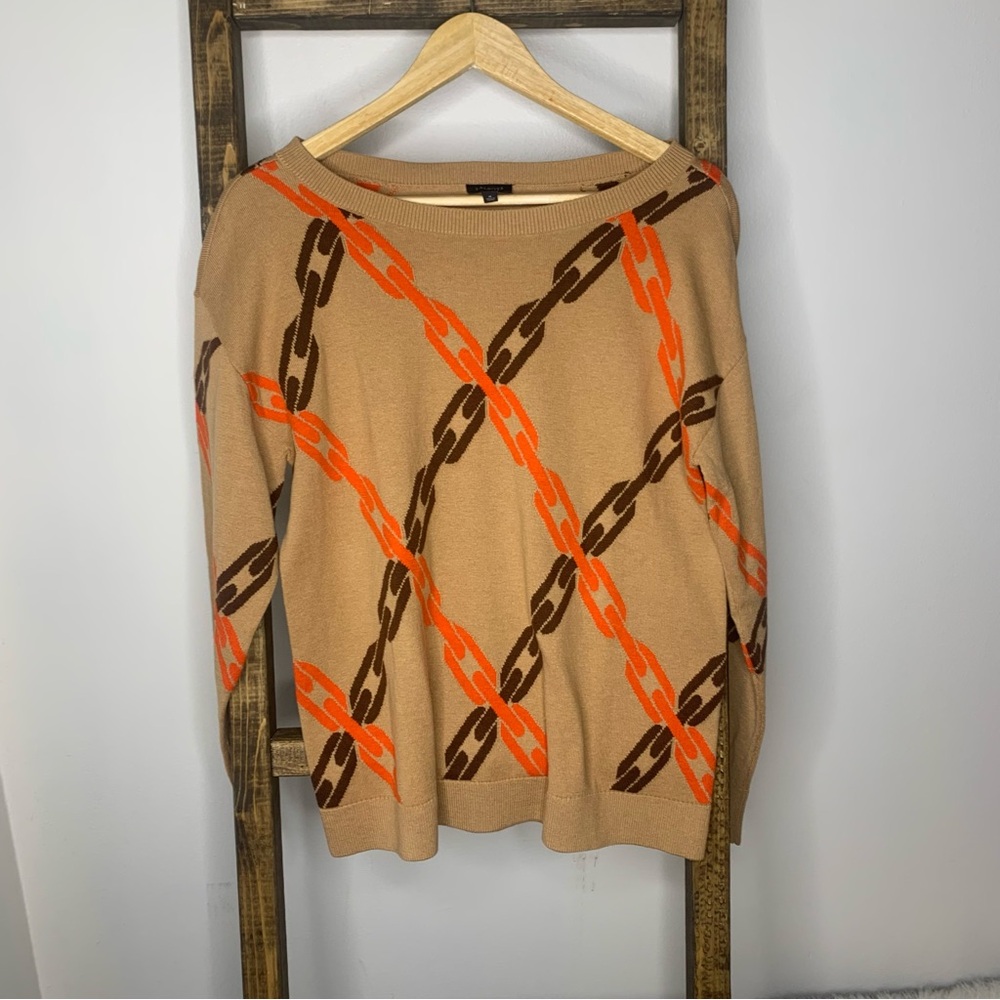Talbots Jacquard Chains Boatneck Sweater